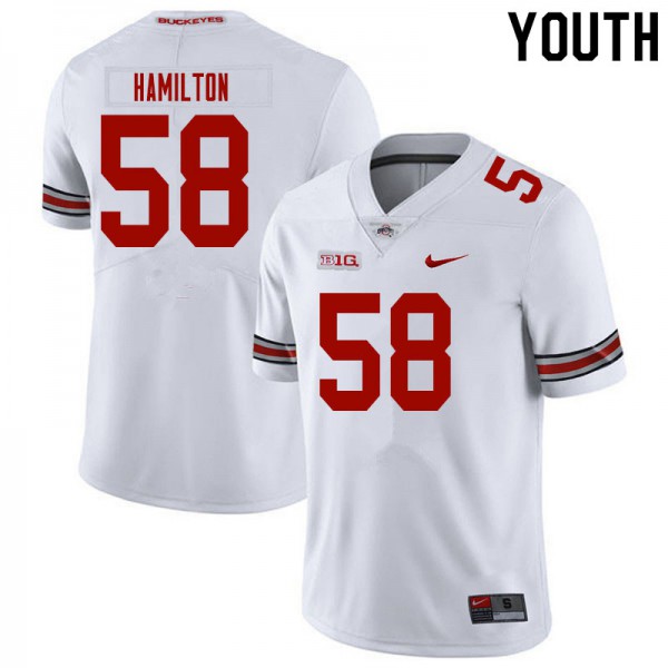 Ohio State Buckeyes #58 Ty Hamilton Youth Football Jersey White